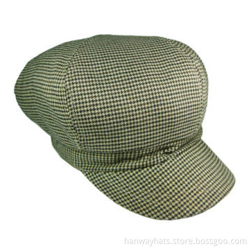 Ladies Leopard Print Fashion Bakerboy Cap with Black PVC Band and Brass Metal Buckle Trim
